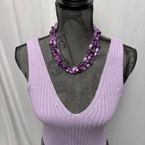 The Drop Sylvie Top Womens Sz Medium Lavender V-Neck Cropped Sweater Tank NEW - Picture 3 of 10
